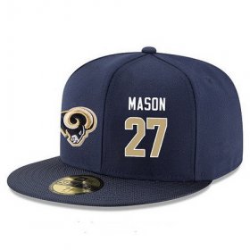 Wholesale Cheap Los Angeles Rams #27 Tre Mason Snapback Cap NFL Player Navy Blue with Gold Number Stitched Hat