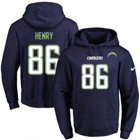Wholesale Cheap Nike Chargers #86 Hunter Henry Navy Blue Name & Number Pullover NFL Hoodie