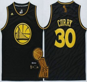 Wholesale Cheap Golden State Warriors #30 Stephen Curry Revolution 30 Swingman 2014 Black With Gold Jersey
