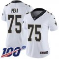 Wholesale Cheap Nike Saints #75 Andrus Peat White Women's Stitched NFL 100th Season Vapor Untouchable Limited Jersey