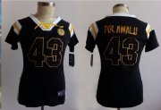 Wholesale Cheap Nike Steelers #43 Troy Polamalu Black Women's Stitched NFL Elite Draft Him Shimmer Jersey