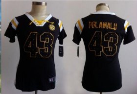 Wholesale Cheap Nike Steelers #43 Troy Polamalu Black Women\'s Stitched NFL Elite Draft Him Shimmer Jersey