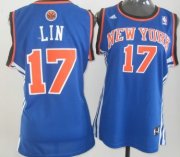 Wholesale Cheap New York Knicks #17 Jeremy Lin Blue Womens Jersey