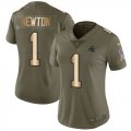 Wholesale Cheap Nike Panthers #1 Cam Newton Olive/Gold Women's Stitched NFL Limited 2017 Salute to Service Jersey