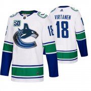 Wholesale Cheap Vancouver Canucks #18 Jake Virtanen 50th Anniversary Men's White 2019-20 Away Authentic NHL Jersey