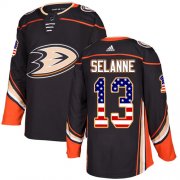 Wholesale Cheap Adidas Ducks #13 Teemu Selanne Black Home Authentic USA Flag Stitched NHL Jersey