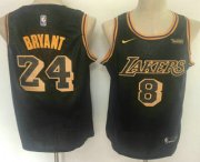 Wholesale Cheap Men's Los Angeles Lakers #8 #24 Kobe Bryant Black 2020 Nike City Edition Wish Patch Stitched Jersey