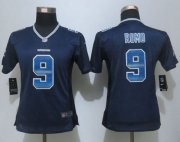 Wholesale Cheap Nike Cowboys #9 Tony Romo Navy Blue Team Color Women's Stitched NFL Elite Strobe Jersey