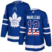 Wholesale Cheap Adidas Maple Leafs #12 Patrick Marleau Blue Home Authentic USA Flag Stitched NHL Jersey