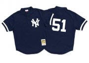 Wholesale Cheap Mitchell And Ness 1995 Yankees #51 Bernie Williams Blue Throwback Stitched MLB Jersey