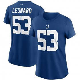 Wholesale Cheap Indianapolis Colts #53 Darius Leonard Nike Women\'s Team Player Name & Number T-Shirt Royal