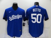 Wholesale Cheap Men's Los Angeles Dodgers #50 Mookie Betts Blue 2021 City Connect Cool Base Stitched Jersey