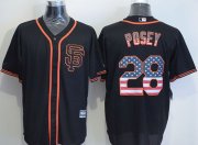 Wholesale Cheap Giants #28 Buster Posey Black USA Flag Fashion Stitched MLB Jersey