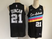 Wholesale Cheap Men's San Antonio Spurs #21 Tim Duncan Black 2021 Nike City Edition Swingman Stitched NBA Jersey With The NEW Sponsor Logo