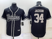 Wholesale Men's Las Vegas Raiders #34 Bo Jackson Black Stitched MLB Cool Base Nike Baseball Jersey