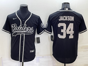 Wholesale Men\'s Las Vegas Raiders #34 Bo Jackson Black Stitched MLB Cool Base Nike Baseball Jersey