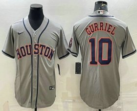 Wholesale Cheap Men\'s Houston Astros #10 Yuli Gurriel Grey With Patch Stitched MLB Cool Base Nike Jersey