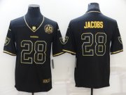 Wholesale Cheap Men's Las Vegas Raiders #28 Josh Jacobs Black Golden Edition 60th Patch Stitched Nike Limited Jersey