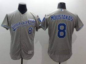 Wholesale Cheap Royals #8 Mike Moustakas Grey Flexbase Authentic Collection Stitched MLB Jersey