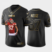 Cheap Kansas City Chiefs #87 Travis Kelce Nike Team Hero 8 Vapor Limited NFL 100 Jersey Black Golden