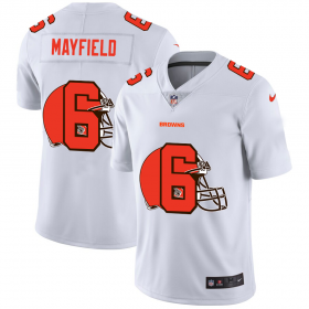 Wholesale Cheap Cleveland Browns #6 Baker Mayfield White Men\'s Nike Team Logo Dual Overlap Limited NFL Jersey