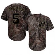 Wholesale Cheap Brewers #5 Cory Spangenberg Camo Realtree Collection Cool Base Stitched MLB Jersey