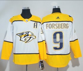 Wholesale Cheap Adidas Predators #9 Filip Forsberg White Road Authentic Stitched NHL Jersey