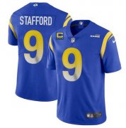 Wholesale Cheap Men's Los Angeles Rams 2022 #9 Matthew Stafford Blue With 4-star C Patch Stitched NFL Jersey