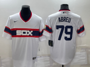 Wholesale Cheap Men's Chicago White Sox #79 Jose Abreu White Pullover Stitched Throwback Cool Base Nike Jersey