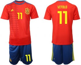 Wholesale Cheap Spain #11 Vitolo Home Soccer Country Jersey