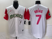 Wholesale Cheap Men's Mexico Baseball #7 Julio Urias Number 2023 White Red World Classic Stitched Jersey 29