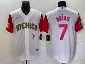 Wholesale Cheap Men\'s Mexico Baseball #7 Julio Urias Number 2023 White Red World Classic Stitched Jersey 29