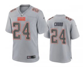 Wholesale Cheap Men\'s Cleveland Browns #24 Nick Chubb Gray Atmosphere Fashion Stitched Game Jersey