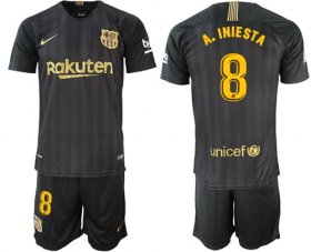 Wholesale Cheap Barcelona #8 A.Iniesta Black Soccer Club Jersey
