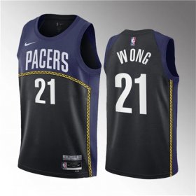 Wholesale Cheap Men\'s Indiana Pacers #21 Isaiah Wong Blue 2023 Draft City Edition Stitched Basketball Jersey