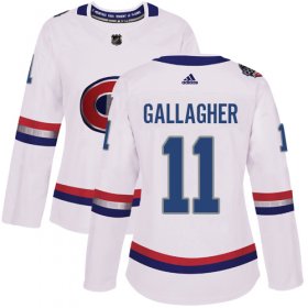 Wholesale Cheap Adidas Canadiens #11 Brendan Gallagher White Authentic 2017 100 Classic Women\'s Stitched NHL Jersey