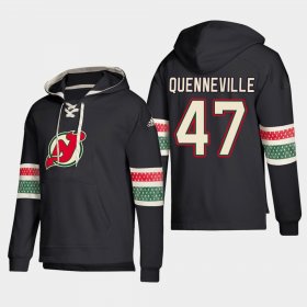 Wholesale Cheap New Jersey Devils #47 John Quenneville Black adidas Lace-Up Pullover Hoodie
