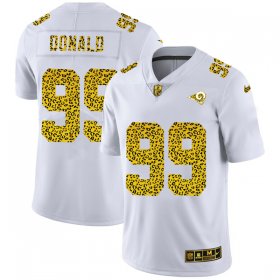 Cheap Men\'s Los Angeles Rams #99 Aaron Donald 2020 White Leopard Print Fashion Limited Football Stitched Jersey