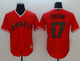 Wholesale Cheap Angels of Anaheim #17 Shohei Ohtani Red New Cool Base 2018 Memorial Day Stitched MLB Jersey