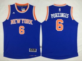 Wholesale Cheap Men\'s New York Knicks #6 Kristaps Porzingis Revolution 30 Swingman 2014 New Blue Jersey