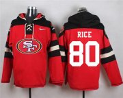 Wholesale Cheap Nike 49ers #80 Jerry Rice Red Player Pullover NFL Hoodie