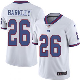 Wholesale Cheap Nike Giants #26 Saquon Barkley White Men\'s Stitched NFL Limited Rush Jersey