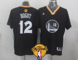Wholesale Cheap Men's Golden State Warriors #12 Andrew Bogut Black Short-Sleeved 2016 The NBA Finals Patch Jersey