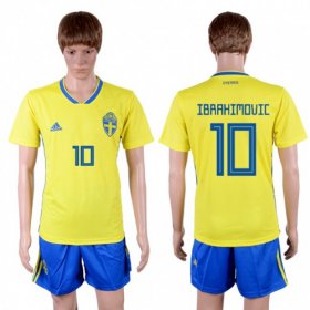 Wholesale Cheap Sweden #10 Ibrahimovic Home Soccer Country Jersey
