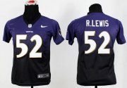Wholesale Cheap Nike Ravens #52 Ray Lewis Purple/Black Youth Stitched NFL Elite Fadeaway Fashion Jersey