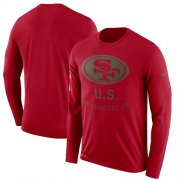 Wholesale Cheap Men's San Francisco 49ers Nike Scarlet Salute to Service Sideline Legend Performance Long Sleeve T-Shirt