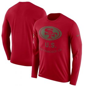 Wholesale Cheap Men\'s San Francisco 49ers Nike Scarlet Salute to Service Sideline Legend Performance Long Sleeve T-Shirt