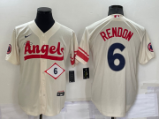 Wholesale Cheap Men's Los Angeles Angels #6 Anthony Rendon Number Cream 2022 City Connect Cool Base Stitched Jersey