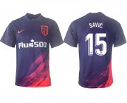 Wholesale Cheap Men 2021-2022 Club Atletico Madrid away aaa version purple 15 Soccer Jersey
