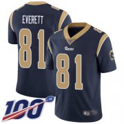 Wholesale Cheap Nike Rams #81 Gerald Everett Navy Blue Team Color Men's Stitched NFL 100th Season Vapor Limited Jersey